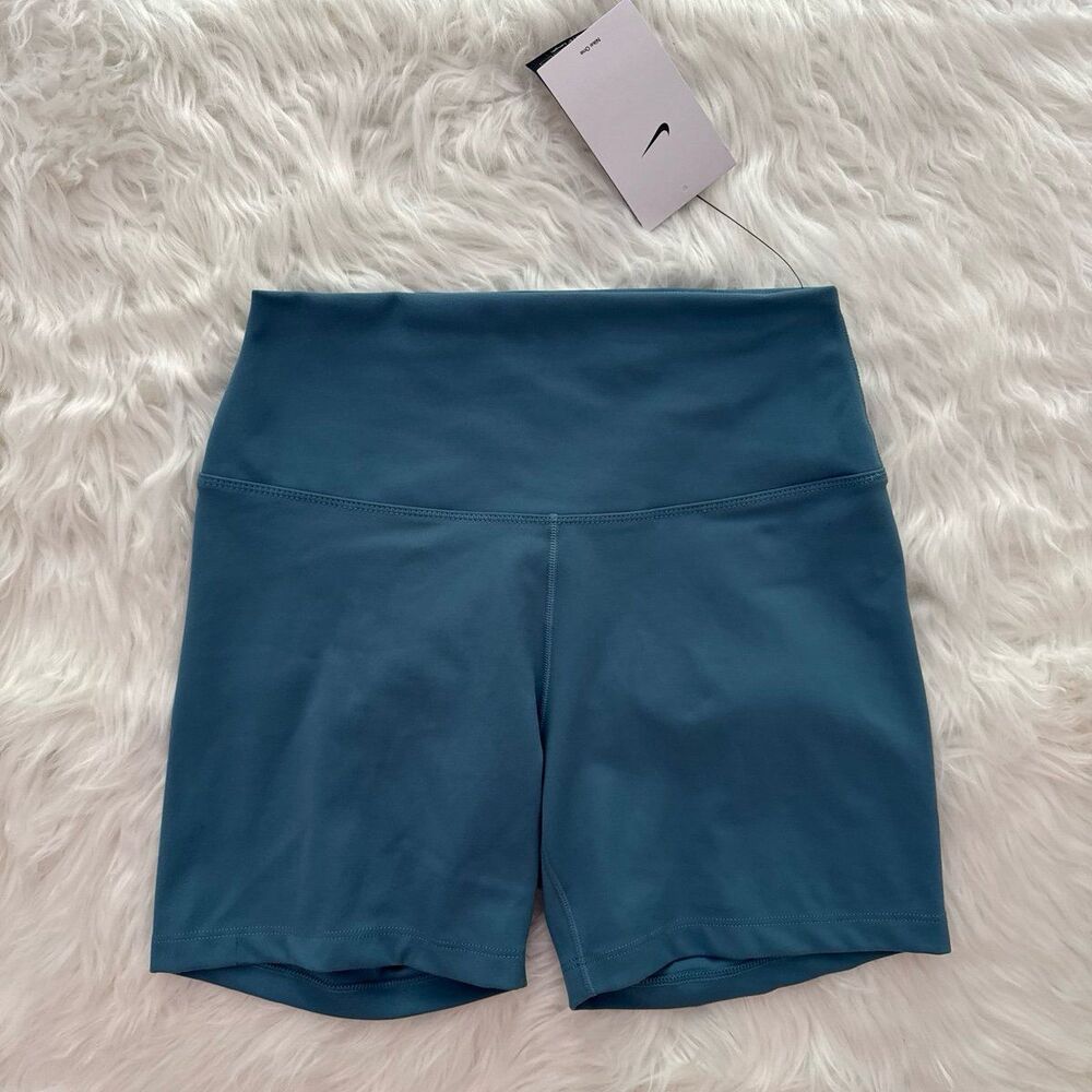 Nike Dri FIT One High Waist Biker Shorts 5” Smokey Blue Size Medium